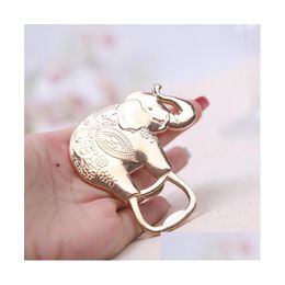 Autres fournitures de fête de fête 100pcs dessin animé plaqué or chanceux éléphant décapsuleur faveurs de mariage réception décoration souvenirs Dhhym