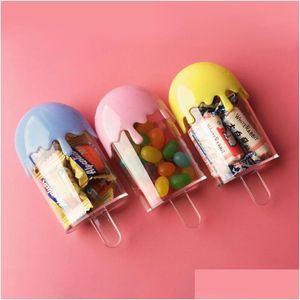 Autres fournitures de fête festive 100pcs / lot belle forme de popsicle enfants anniversaire bébé douche boîte de bonbons en plastique boîte de paquet cadeau boîtes D Dhrf9