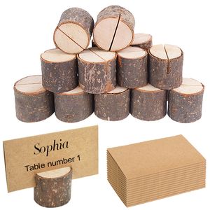 Autres fournitures de fête de fête 10pcs Porte-cartes en bois naturel Support P o Clip Holder Décorations de mariage rustiques Table Number Name Sign 230330