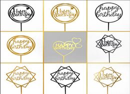 Autres fournitures de fête de fête 10pcslots en acrylique multi-style écriture de la main de joyeux anniversaire décoration de dessert pour adorable6897242
