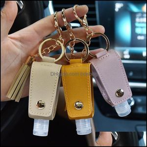 Andere feestelijke feestbenodigdheden 11 kleuren Hand Sanitizer fles Keychain Feestelijke Tassel Key Chain Portable Desinfectant Case leeg HO DHJZ0