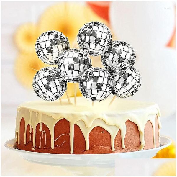 Autres fournitures de fête festive 12pcs Disco Ball Cake Toppers 80S 90S Rétro Décor Night Fever Dance Anniversaire Drop Livraison Home Garden Dhnup