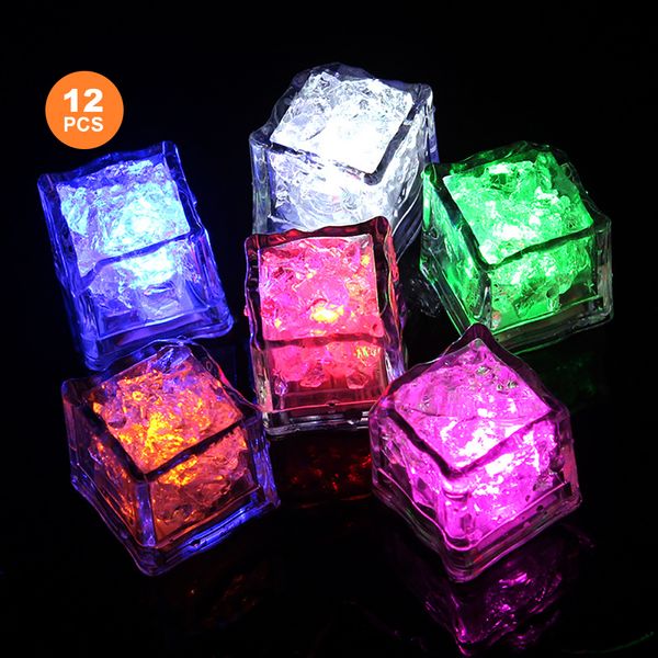 Otros suministros festivos para fiestas 12 piezas de cubos de hielo LED 825 horas Tiempo de uso Cubitos de hielo iluminados con agua Juguetes flotantes para bañera para bebés Juego de bañera para niños pequeños 230515