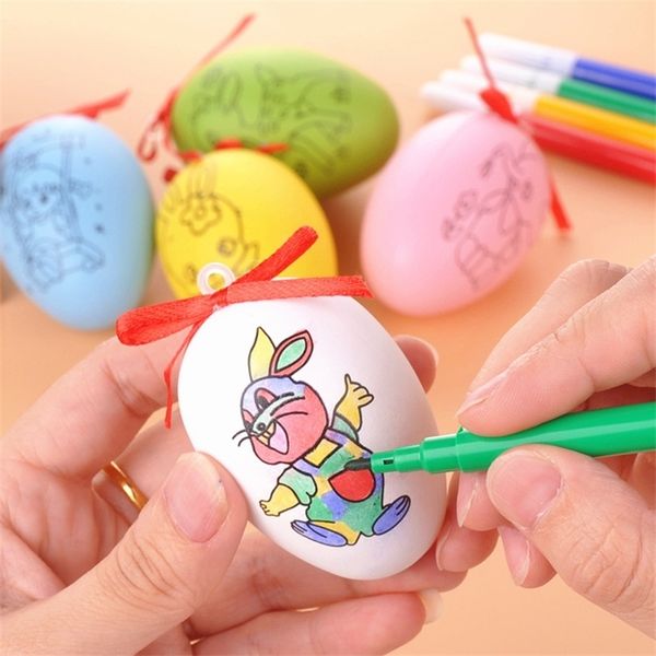 Autres fournitures de fête festive 12pcs / set bricolage peinture 6cm mousse oeuf cadeau de Pâques décor ation avec stylo coloré pour enfant maison festival artisanat supplie 220922