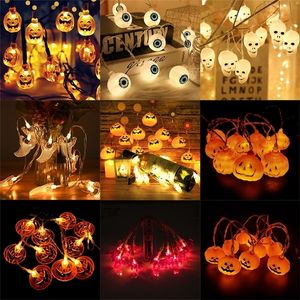 Autres fournitures de fête de fête 150cm 10LED Halloween LED String Lights Portable Pumpkin Ghost Squelettes pour la décoration de la maison L220922