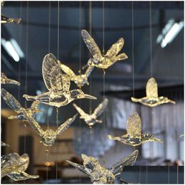 Otros suministros festivos para fiestas 18 piezas de cristal transparente acrílico pájaro colibrí techo colgante de pared hogar boda escenario fondo Dh5Gz
