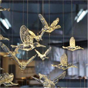 Andere feestelijke feestartikelen 18 stuks transparant kristal acryl vogel kolibrie plafond muur opknoping thuis bruiloft podium achtergrond Dhult