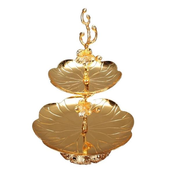 Autres fournitures de fête de fête 1pcs Gold Plate Metal Mini Cake Stand Sweet Luxe Fruit Nut Plateau Plaques de chargeur pour la maison de mariage délicat Ta