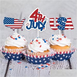 Andere feestelijke feestartikelen 1set Independence Day Cake Topper 4e van JY Cupcake Toppers Flag For Celebrate Festival Baking Decorat Dhov8