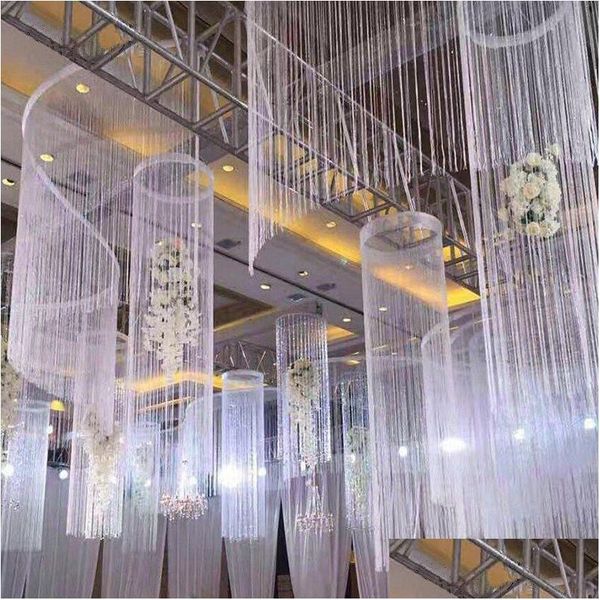 Otros suministros de fiesta festiva 1x2m Flash Sier Line String Borla Mticolor Cortina Divisor de ventana Sheer Shiny Home Diseño Boda de Otdqs