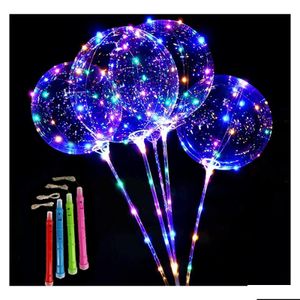 Otros suministros festivos para fiestas 20 pulgadas Glow Clear Bubble Balloon Led Light Up Bobo Balloons Christmas B Dh19A