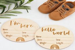 Autre fête des fêtes fournit 20 pcs Hello World I039m ici Annonce de naissance Plaque Milestone Carte Wood Baby Po Prop2895083