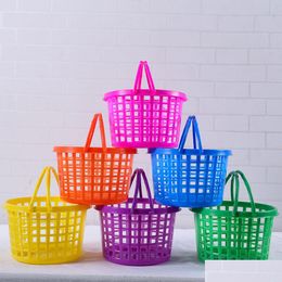 Autres fournitures de fête de fête 2023 Joyeux oeuf de Pâques Panier en plastique Vacances Cadeau décoratif Seau de rangement Panier de cueillette à la main 01 DRO DHPGZ