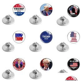 Andere feestelijke feestartikelen 2024 Trump Crystal Glass Clothing Broches American Election Metal Badge Pinnen Drop Delivery Home Garde Dh6VL