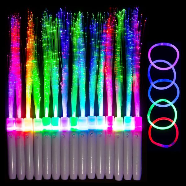 Autres fournitures de fête festives 20pc fibre optique baguette lueur bâtons pack couleur changeante néons cierges et bracelet ensemble bdesybag amvup