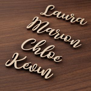 Autres fournitures de fête festive 20 pièces en bois personnalisé nom de mariage cartes de lieu personnalisé découpé au Laser noms réglage signe dîner 230209