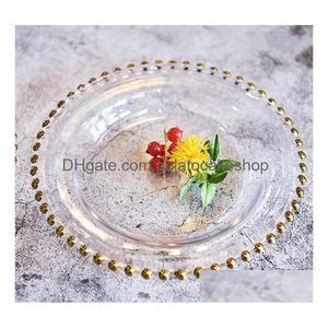 Andere feestelijke feestbenodigdheden 21 cm ronde bruiloft Clear Golden Glass kralen opladerpatesplaat voor tafel decoratie drop levering h dhaoe