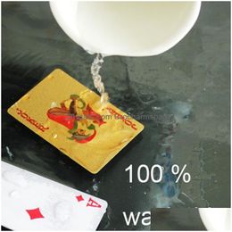 Autres fournitures de fête festives Cartes à jouer en or 24 carats Poker Game Deck Foil Set Plastic Magic Card Drop Drop Drop Delivery Home Garden Dhjqg