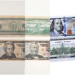 Autres fournitures de fête de fête 3 pack nouveau billet de banque faux argent 10 20 50 100 200 dollars américains euros livre billets de banque anglais jouet réaliste Dhbaj1IWQ8A47