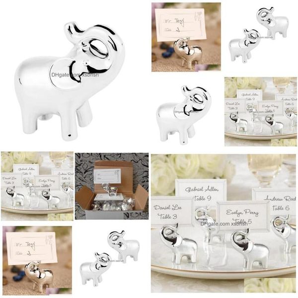 Autres fournitures de fête festive 300pcs Sier Elephant Place Porte-cartes Table de mariage Décoration Faveurs Cadeaux pour douche nuptiale Sn230 Dhelq