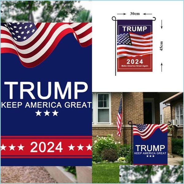 Autres fournitures de fête de fête 30x45cm Trump 2024 Flag maga kag républicain USA Flags anti Biden Never America Président Funny Garden Dh3o5
