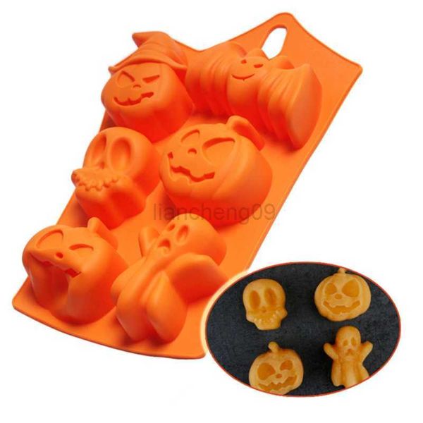 Otros suministros festivos para fiestas Molde para pasteles 3D Calabaza de Halloween Molde de silicona Fondant Candy Cookie Cake Mold Cupcake Decoración Herramientas para pasteles Accesorios para hornear L0823