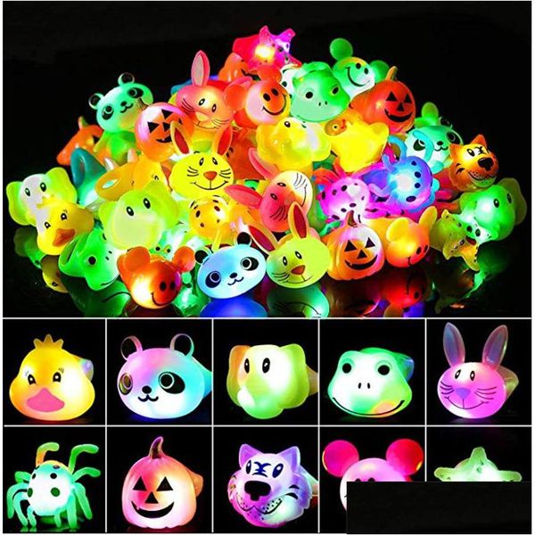 Autres fournitures de fête de fête 3D Halloween Light Up Ring Jouets Cartoon Finger Glowing Fun pour les enfants Adts Party Event Favors Drop Delive Dhtdt