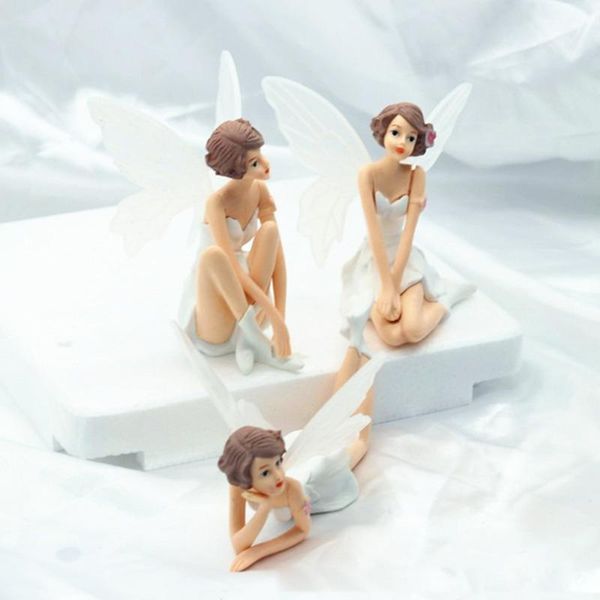 Autres fournitures de fête festive 3pcs dans un ensemble blanc ange résine artisanat fée jardin miniatures bricolage ornement décoration gâteau accessoiresAutre