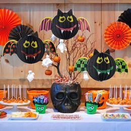 Andere feestelijke feestbenodigdheden 3 % Set Halloween Hangende decoraties Bat Ghost Spider Pumpkin Honeycomb Hangdoek Ornament voor horrordecoratie 220922