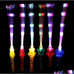 Autres fournitures de fête de fête 41 cm LED FLASHING Stick Toy Colorf Sticks Light Magic Wands Toys Glow by Fiber Optic Concert C0414 Dr Dhtlc