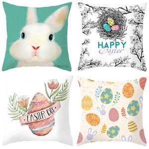 Andere feestelijke feestbenodigdheden 45 cm Happy Easter Cushion Cover Krans eieren Bunny Decoratieve kussensloop Sofa auto bed thuis decor kussensloop 220922