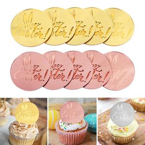 Otros suministros festivos para fiestas 5/10 unids Feliz Pascua Acrílico Cake Topper DIY Cupcake Insertar Tarjeta Postre Decoración 2022 Niños Favor RegaloOtro