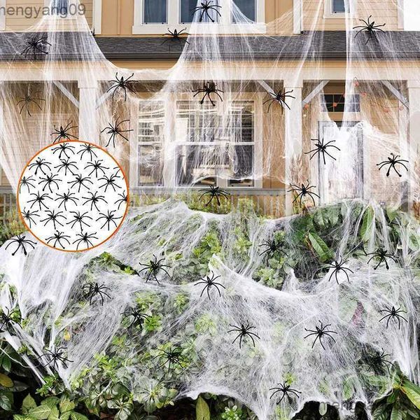 Autres fournitures de fête festives 50 / 100pcs Simulation d'araignée noire Jouet délicat Maison hantée Spider Web Bar Décorations de fête Enfants Halloween Décor Spiders R231011