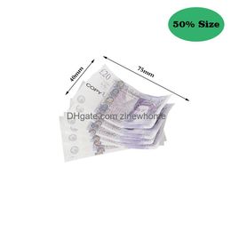 Autres fournitures de fête festives 50% Taille Prop Prop Money UK Livres GBP Bank Copie 10 20 50 100 Party Fake Notes pour le développement de vidéos musicales Dhhqd