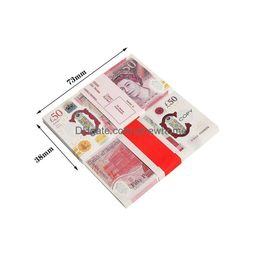 Autres fournitures de fête de fête 50% taille Prop argent jouets imprimés UK Pound GBP britannique 50 copie commémorative billets en euros pour les enfants Chr Dhcni