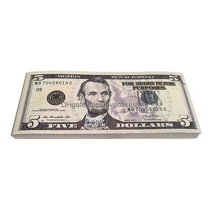 Autres fournitures de fête de fête 50 Taille US Dollars Prop Money Film Banknote Papier Nouveauté Jouets 1 5 10 20 100 Dollar Devise Fake D DhdocLC6I