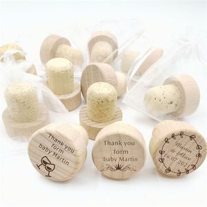 Other Festive Party Supplies 50pcs Personalized Red Wine Bottle Stopper Engraved Wooden Laser Cork Customized Wedding Favors Baby Shower 230206