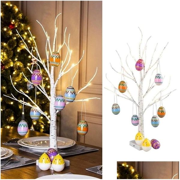 Autres fournitures de fête de fête 62 cm Birch Tree LED Light Pâques décorations pour les ornements d'oeufs à la maison suspendus mariage heureux Ki Homefavor Dhmi3