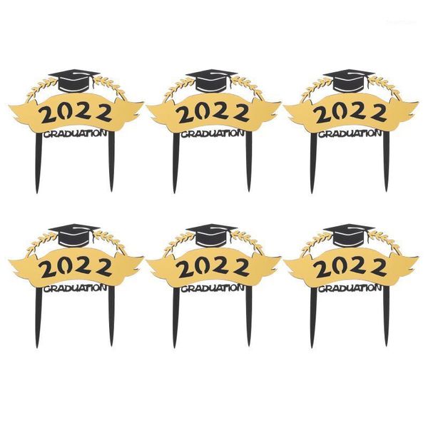 Autres fournitures de fête festives 6pcs décorations de gâteau de graduation 2022 Cupcake Toppers Picks