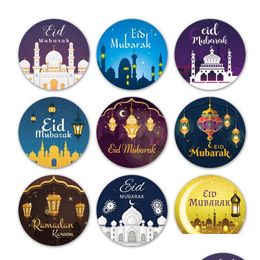 Autres fournitures de fête festive 6pièces / feuille Ramadan Autocollants Musulman Eid Mubarak Cadeau Tag Autocollant Kareem Étiquettes pour Al Fitr Party Dr Dhjdc