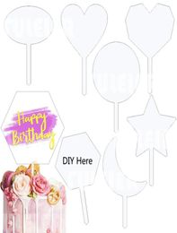Autres fournitures de fête de fête 7style 10 Pack Clear Acrylique Cake Toppers Blank DIY Anniversaire Topper pour anniversaire de mariage Decorat2980687
