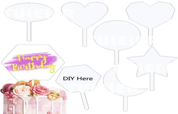 Autres fournitures de fête de fête 7style 10 Pack Pack Clear Acrylic Cake Toppers Blank DIY Topper d'anniversaire pour anniversaire de mariage décorat2821542