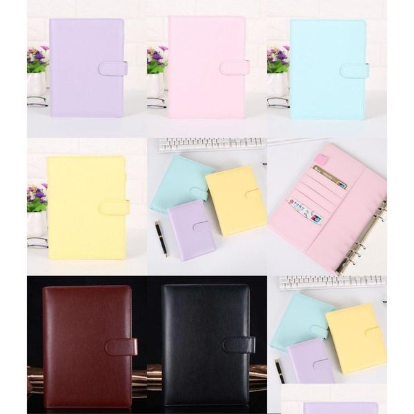 Autres fournitures de fête de fête A6 8 couleurs Creative étanche Arons Binder Hand Ledger Notebook Shell Bloc-notes à feuilles mobiles Journal Stat Ot51E