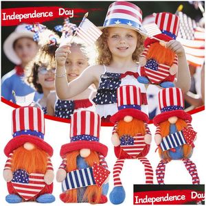Autres fournitures de fête festive Fête américaine Gnome Jour de l'indépendance patriotique Nain Ornements scandinaves 4ème de JY Home Desktop Dec Dhtda