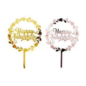 Autres Fête Fête Fournitures Anniversaire Happy Acrylic Cake Toppers Golden Cuisson à la décoration de mariage Célébratet