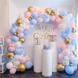 Andere feestelijke feestartikelen Baby Shower Decorations Macaron White Pink Blue Gold Ballon Arch Kit Wedding Birthday Boy of Girl Gender Reveal 221010