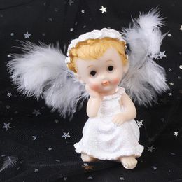 Autres fournitures de fête festives Décorations de gâteau d'anniversaire Un an Angel Baby Doll Wings Plumes Accessoires de dessert pour enfantsAutre