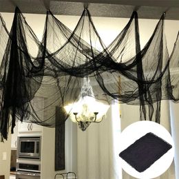 Andere feestelijke feestartikelen Black Halloween Gauze 72x186 CM Creepy Doek Netten Spider Web Decor Horror House Decoratie 220922
