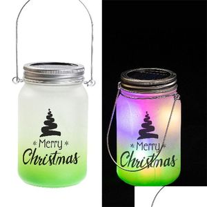 Autres fournitures de fête festives Sublimation vierge Verre dégradé Mason Coupe Patio Jardin Cour LED Lanterne Tasse Halloween Noël Sola Dhnmc