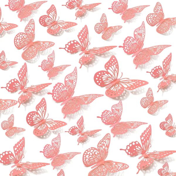 Otros suministros para fiestas festivas Mariposa Pegatinas de pared Decoraciones 3D Mariposas Calcomanías para niñas Habitación Dormitorio Guardería Deco Sports2010 Amwy3